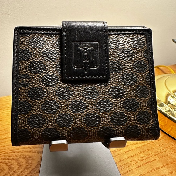 Celine Black Macadam Double Snap Wallet. EUC. - Picture 1 of 7